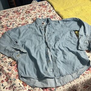 Casual Light Blue Denim Button Down Shirt